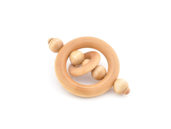 organic wooden baby rattle